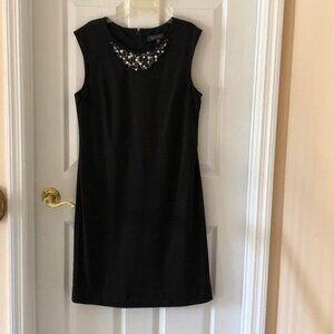 Kasper little black dress with beaded neckline S 8 NWT